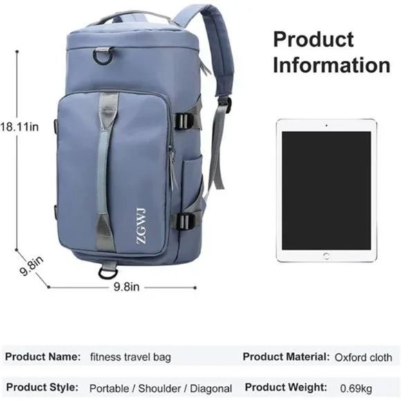 New Waterproof Fold Able and Expandable Weekender Bag NG-Blue - Picture 2 of 7